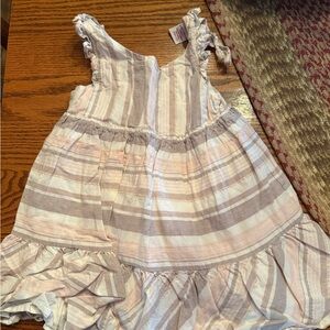 Tahari Pink and Cream Ruffle Dress